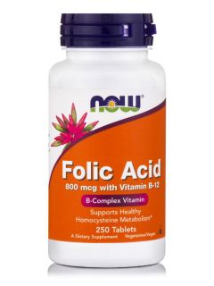 NOW Folic Acid 800 mcg with Vitamin B-12
