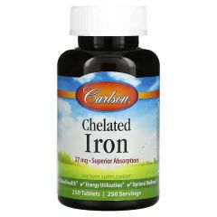 Carlson Chelated Iron 27 mg Superior Absorption